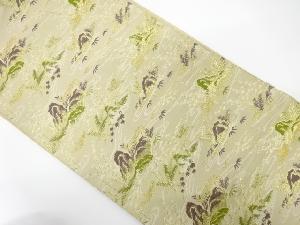 アンティーク　流水に若松・竹笹模様織り出し袋帯（着用可）